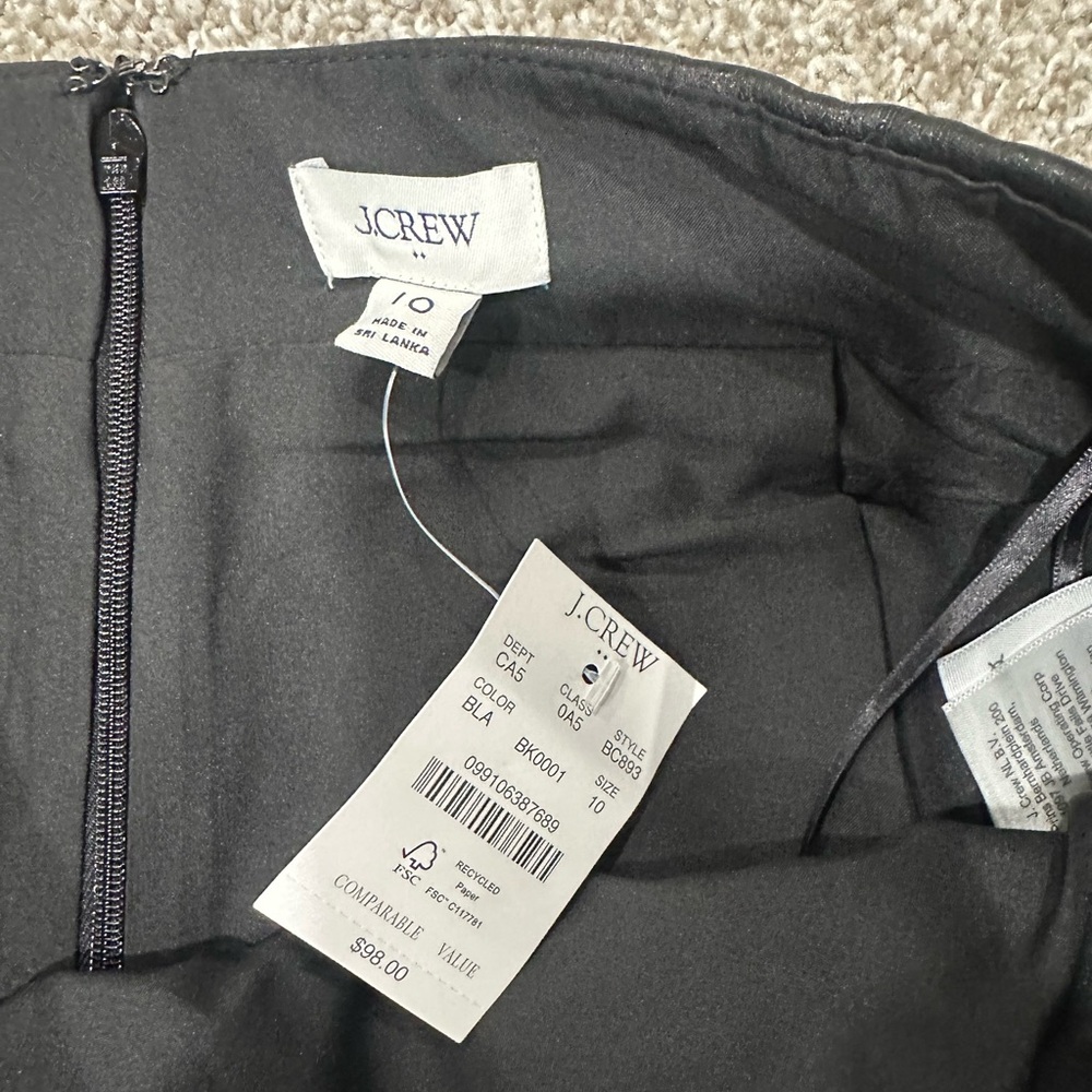 NWT J CREW Factory Faux Leather Mini A-Line Skirt Women's Size 10 Black NEW - Picture 3 of 4